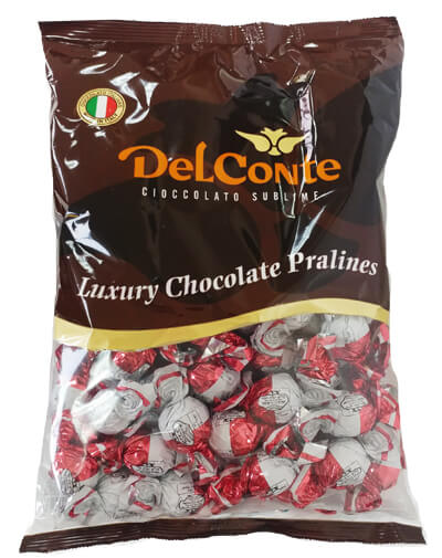 פרלינים שוקולד איטלקי פרווה בד”ץ אדום לבן 1 ק”ג דל קונטה