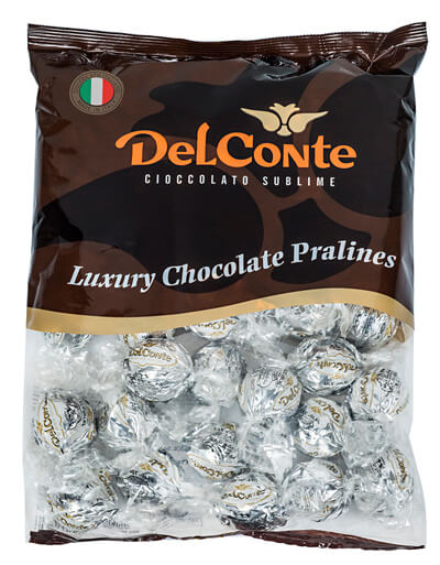 פרלינים שוקולד איטלקי חלבי בד”ץ לבן 1 ק”ג דל קונטה