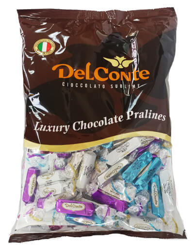 פרלינים שוקולד איטלקי חלבי בד”ץ מיקס מלבן 1 ק”ג דל קונטה
