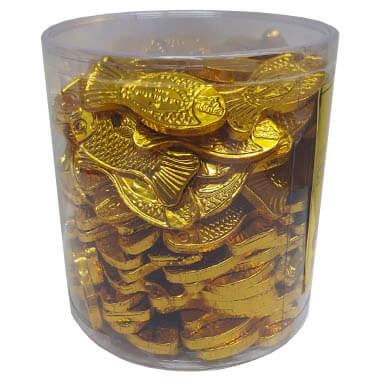 מטבעות ממתק צמקאו חלבי בצורת דגים זהב תנתה 1 ק”ג בד”ץ חלבי