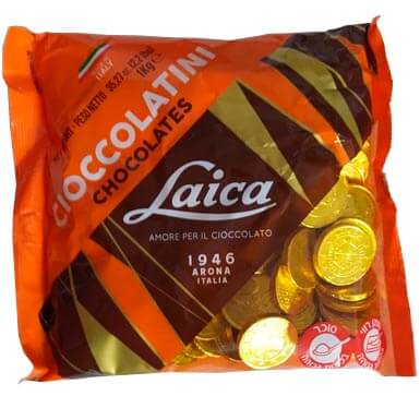 מטבעות שוקולד חלב איטלקי לייקה 1 ק”ג  זהב